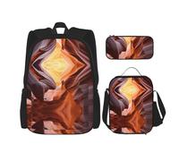 ASFgda Antelope Canyon - Juego de mochila escolar con bolsa de almuerzo y estuche para lápices, duradera, ligera, gran capacidad para uso diario escolar