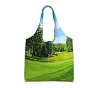 ASFgda Bolsa de lona con estampado de campo de golf, bolsa de compras reutilizable, bolsa de hombro de gran capacidad para uso diario, viajes, playa