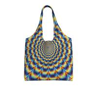 ASFgda Bolsa de lona con estampado de ilusión óptica en espiral, bolsa de compras reutilizable, bolsa de hombro de gran capacidad para uso diario, viajes, playa