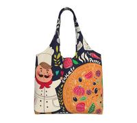 ASFgda Bolsa de lona con estampado de pizza para chef, bolsa de compras reutilizable, bolsa de hombro de gran capacidad para uso diario, viajes, playa