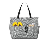 ASFgda Bolsa de playa con estampado de ilusión óptica giratoria, impermeable, a prueba de arena, bolsa de playa de gran capacidad, ligera, plegable con cremallera