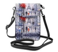 ASFgda Bolso bandolera pequeño con diseño de árbol de la ciudad de París y Torre Eiffel para mujer, con ranura para tarjetas de crédito