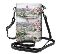 ASFgda Bolso bandolera pequeño con diseño de la Torre Eiffel de París para mujer con ranura para tarjetas de crédito