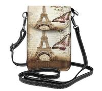 ASFgda Bolso bandolera pequeño con diseño de la Torre Eiffel de París para mujer con ranura para tarjetas de crédito