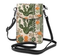 ASFgda Bolso bandolera pequeño con estampado de cactus verde para mujer con ranura para tarjetas de crédito