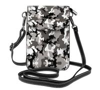 ASFgda Bolso bandolera pequeño con estampado de camuflaje gris y blanco para mujer con ranura para tarjetas de crédito