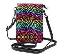 ASFgda Bolso bandolera pequeño con estampado de cebra arcoíris colorido para mujer con ranura para tarjetas de crédito