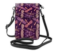 ASFgda Bolso bandolera pequeño con estampado de libélula morada para mujer con ranura para tarjetas de crédito