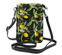 ASFgda Bolso bandolera pequeño con estampado de limón y flores para mujer con ranura para tarjetas de crédito