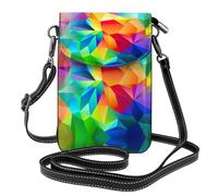 ASFgda Bolso bandolera pequeño con estampado geométrico arcoíris para mujer con ranura para tarjetas de crédito