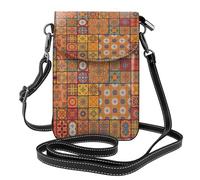 ASFgda Bolso bandolera pequeño con estampado geométrico marroquí para mujer, con ranura para tarjetas de crédito