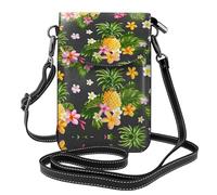 ASFgda Bolso bandolera pequeño con estampado hawaiano de piña tropical para mujer con ranura para tarjetas de crédito