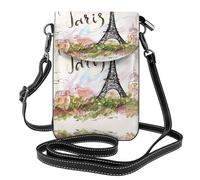 ASFgda Bolso bandolera pequeño estampado de la Torre Eiffel para mujer con ranura para tarjetas de crédito