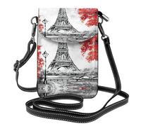ASFgda Bolso bandolera pequeño estampado de París para mujer con ranura para tarjetas de crédito
