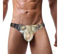 ASFgda Calzoncillos de bikini con estampado de águila de fuego y bandera estadounidense, ropa interior elástica de talle bajo para hombre con bolsa de contorno, suave y transpirable para uso diario