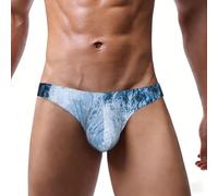 ASFgda Calzoncillos de bikini con estampado de paisaje de nieve para hombre, ropa interior elástica de talle bajo con bolsa de contorno, suave y transpirable para uso diario, Negro, S