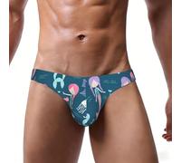 ASFgda Calzoncillos de bikini con estampado de sirena para hombre, ropa interior elástica de talle bajo con bolsa de contorno, suave y transpirable para uso diario, Negro, 4XL