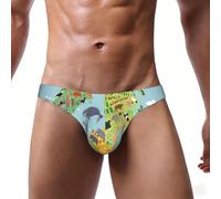 ASFgda Calzoncillos de bikini estampados con mapa del mundo para hombre, ropa interior elástica de talle bajo con bolsa de contorno, suave y transpirable para uso diario, Negro, S