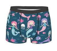 ASFgda Calzoncillos tipo bóxer para hombre, con estampado de sirena, ropa interior elástica transpirable, absorbe la humedad, con cintura cómoda y flexible, Negro, M