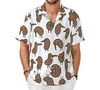 ASFgda Camisa hawaiana de manga corta para hombre, informal, elegante, con botones, con estampado de pájaro kiwi, con bolsillo, Negro, 5XL
