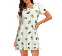 ASFgda Camisones con estampado de aguacate para mujer, camisón suave, ropa de dormir de manga corta, holgada, cómoda, tallas S-Xxxl, Negro, S