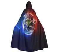 ASFgda Capa medieval con capucha con estampado de planeta y tierra, capa renacentista, unisex, con capucha, para Halloween, Navidad, disfraces, fiesta