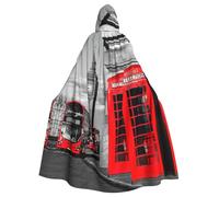 ASFgda Capa medieval con capucha de Inglaterra, Reino Unido, retro, con estampado de teléfono de Londres, capa renacentista, capa unisex con capucha para Halloween, Navidad, disfraces de fiesta