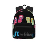 ASFgda Chanclas clásicas básicas de viaje, caligrafía, zapatos de playa, mochila estampada, mochila universitaria, mochila escolar, mochila impermeable casual para la universidad, viajes, trabajo
