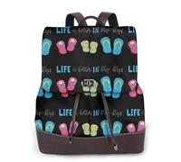 ASFgda Chanclas de caligrafía para mujer, zapatos de playa, bolso de piel con estampado, bolsa para laptop de 14 pulgadas, mochila de moda para viajes, trabajo y universidad
