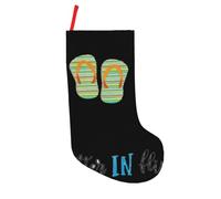 ASFgda Chanclas de Navidad personalizadas, caligrafía, zapatos de playa, medias estampadas, medias colgantes de 45,7 cm para vacaciones, Navidad, fiesta, decoración familiar