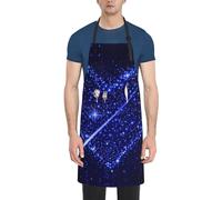 ASFgda Delantal impermeable con estampado de corazón de estrella fugaz para hombres y mujeres, 2 bolsillos, delantal de chef ajustable para cocina y jardinería