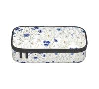 ASFgda Estuche de gran capacidad con estampado de flores silvestres y margaritas de aciano, bolsa de cosméticos portátil, bolsa de almacenamiento de papelería de oficina.