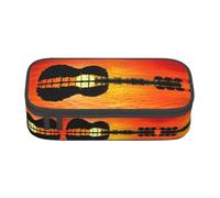 ASFgda Estuche de gran capacidad con estampado de guitarra de lago, bolsa de cosméticos portátil, bolsa de almacenamiento de papelería de oficina.