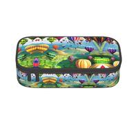 ASFgda Estuche de gran capacidad con globos de aire caliente impresos, bolsa de cosméticos portátil, bolsa de almacenamiento de papelería de oficina.