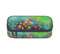 ASFgda Estuche de gran capacidad, duradero, estilo abstracto, estampado de flores coloridas, bolsa de cosméticos portátil, bolsa de almacenamiento de papelería de oficina.