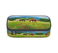 ASFgda Estuche de gran capacidad, duradero, varios tipos de caballos impresos, bolsa de cosméticos portátil, bolsa de almacenamiento de papelería de oficina.