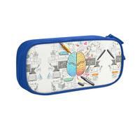 ASFgda Estuche de gran capacidad expandible de doble capa Oxford con impresión de cerebro humano, bolsa duradera con cremallera para la escuela, adolescente y oficina, Blue, One Size, Informal