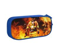 ASFgda Estuche expandible de doble capa Oxford con estampado de llamas de bombero, bolsa duradera con cremallera para escuela, adolescente y oficina, Blue, One Size, Informal