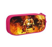 ASFgda Estuche expandible de doble capa Oxford con estampado de llamas de bombero, bolsa duradera con cremallera para escuela, adolescente y oficina, Pink, One Size, Informal