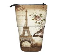 ASFgda Estuche para lápices con estampado de la Torre Eiffel de París, estuche telescópico para bolígrafos, soporte portátil para lápices, bolsa de almacenamiento para cosméticos