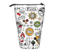 ASFgda Estuche para lápices con estampado de símbolos de salsa mexicana, estuche telescópico para bolígrafos, soporte portátil para lápices, bolsa de almacenamiento para cosméticos