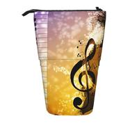 ASFgda Estuche para lápices con impresión de piano y violín de pie, estuche telescópico para bolígrafos, soporte portátil para lápices, bolsa de almacenamiento para cosméticos