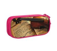 ASFgda Estuche para lápices Oxford de gran capacidad expandible de doble capa con estampado de violín y libro, bolsa duradera con cremallera para bolígrafos, para la escuela, adolescente y oficina
