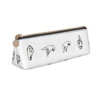 ASFgda Estuche triangular con estampado de alfabeto y lenguaje de señas, estuche con cremallera para bolígrafos, papelería, maquillaje, escuela, oficina y viajes