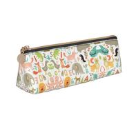 ASFgda Estuche triangular con estampado de animales del alfabeto del zoológico, estuche con cremallera para bolígrafos, papelería, maquillaje, escuela, oficina y viajes