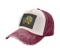 ASFgda Gorra ajustable de sarga de algodón lavado para hombre y mujer, diseño de camaleón, escucha música, gorra ajustable para papá de golf, rojo oscuro, Talla única