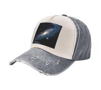 ASFgda Gorra ajustable de sarga de algodón lavado para hombre y mujer, diseño de galaxia, universo, estrellas, espacio exterior, gorra ajustable para papá, gris, Talla única