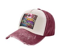 ASFgda Gorra ajustable de sarga de algodón lavado para hombre y mujer, diseño de graffiti, hip hop, gorra de golf y papá, rojo oscuro, Talla única