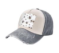 ASFgda Gorra de béisbol de algodón desgastado lavado con estampado de abejas divertidas para hombre y mujer, gorra ajustable para papá de golf, gris, Talla única