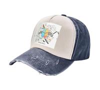 ASFgda Gorra de béisbol de algodón desgastado lavado con estampado de cerebro humano ajustable para hombre y mujer, azul marino, Talla única
